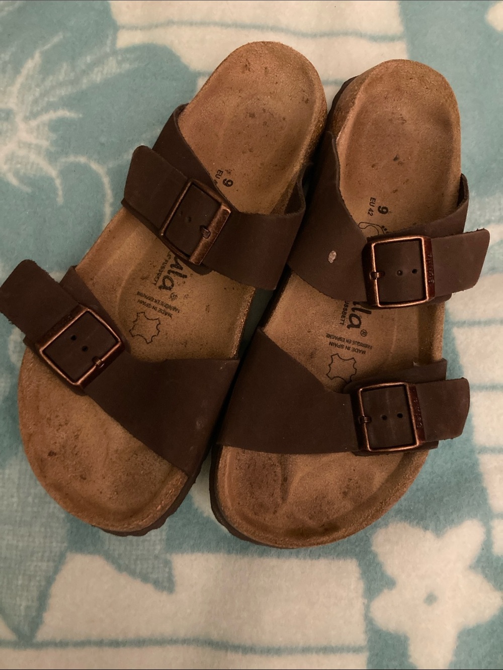 Women's Brown Double-Buckle Comfort Sandals